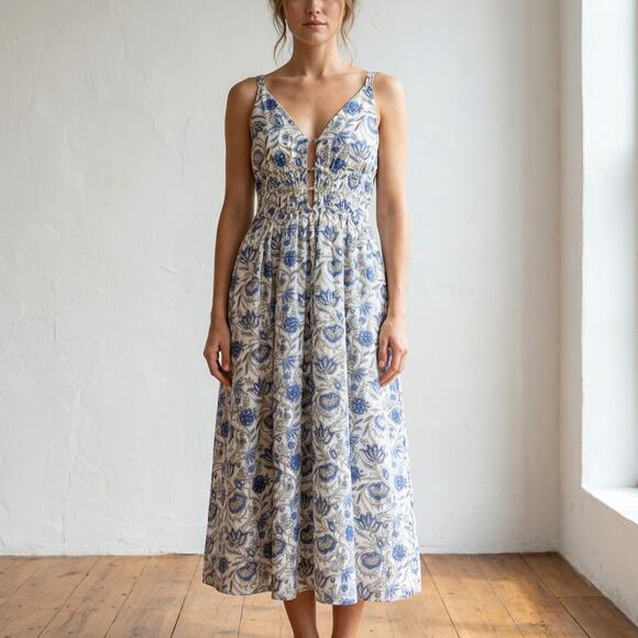 Caroline Constas Dresses & Skirts - NWT  Caroline Constas Blue Floral Cotton/Modal Sleeveless Midi Dress, size M